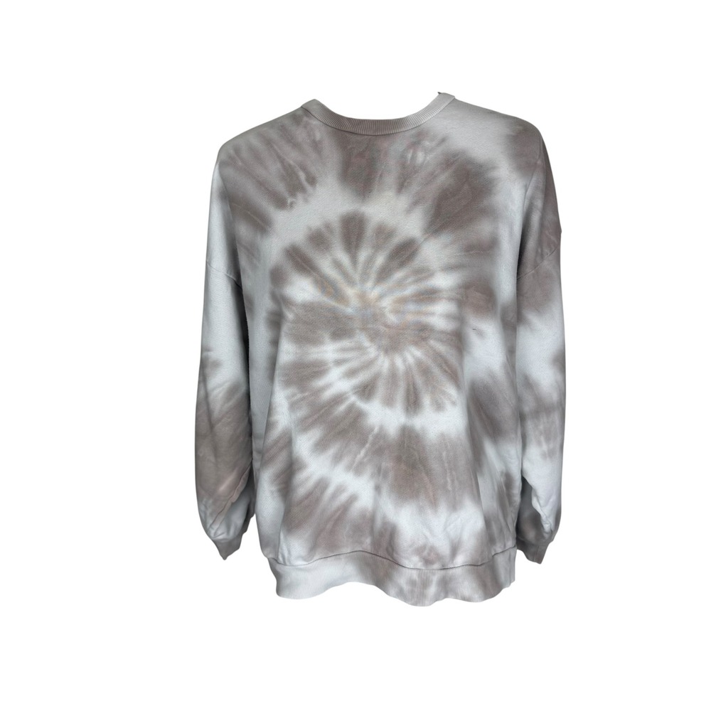 Show Me Your Mumu Boyfriend Sweatshirt Cloud Tie Dye Grey White Medium